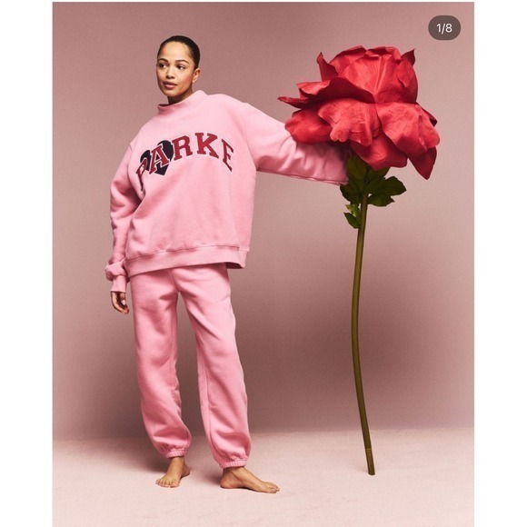 NWT Parke Valentines Day Collection Mockneck Sweatshirt Jean heart blush l / XL - Picture 2 of 7